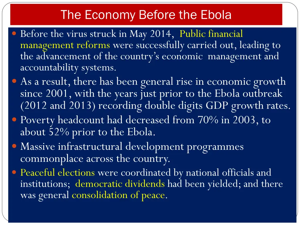the economy before the ebola
