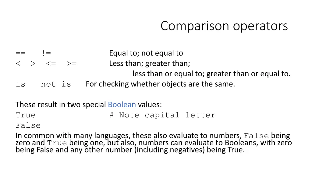 comparison operators