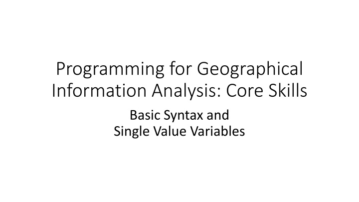 programming for geographical information analysis