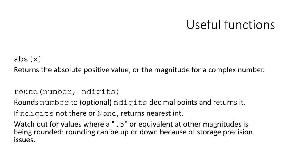 useful functions