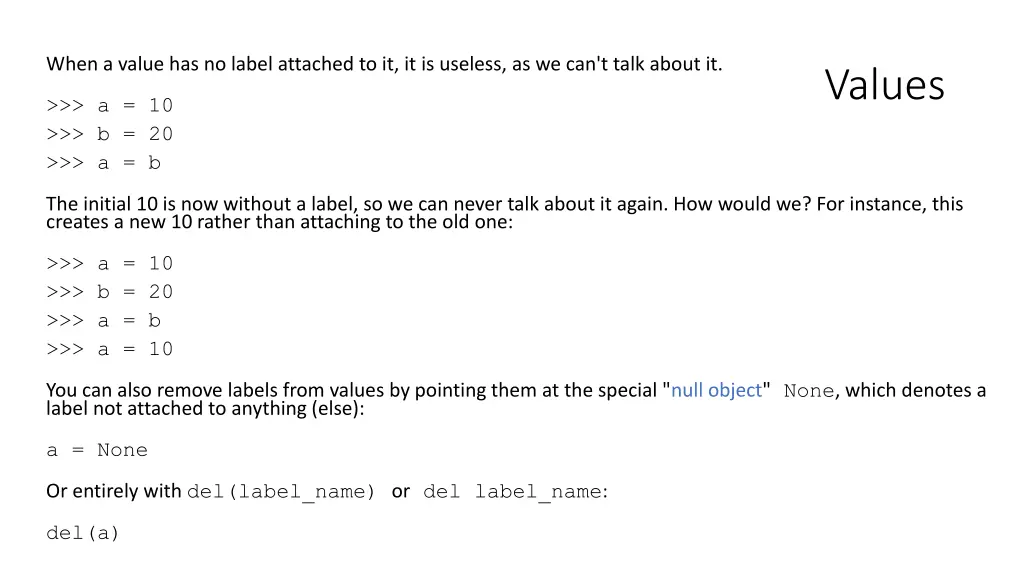 when a value has no label attached