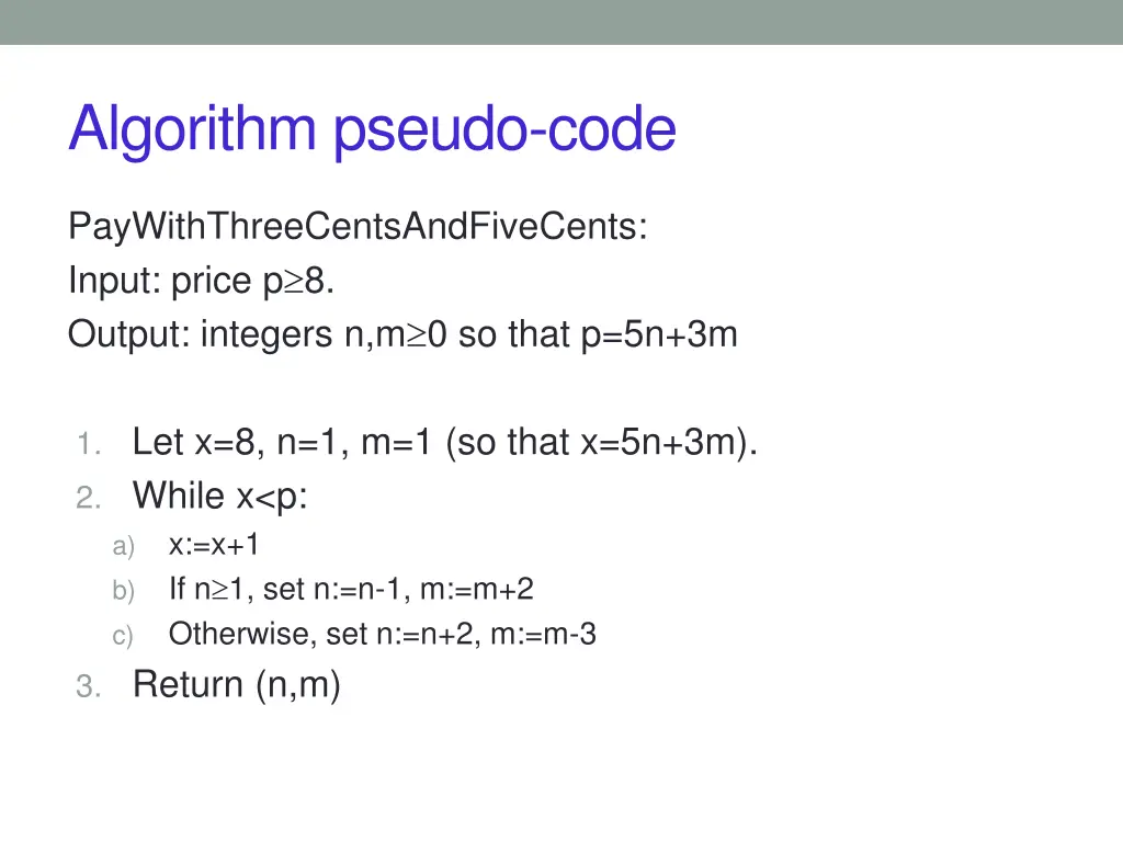 algorithm pseudo code