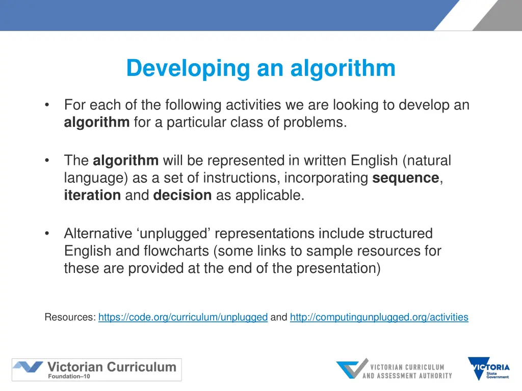 developing an algorithm
