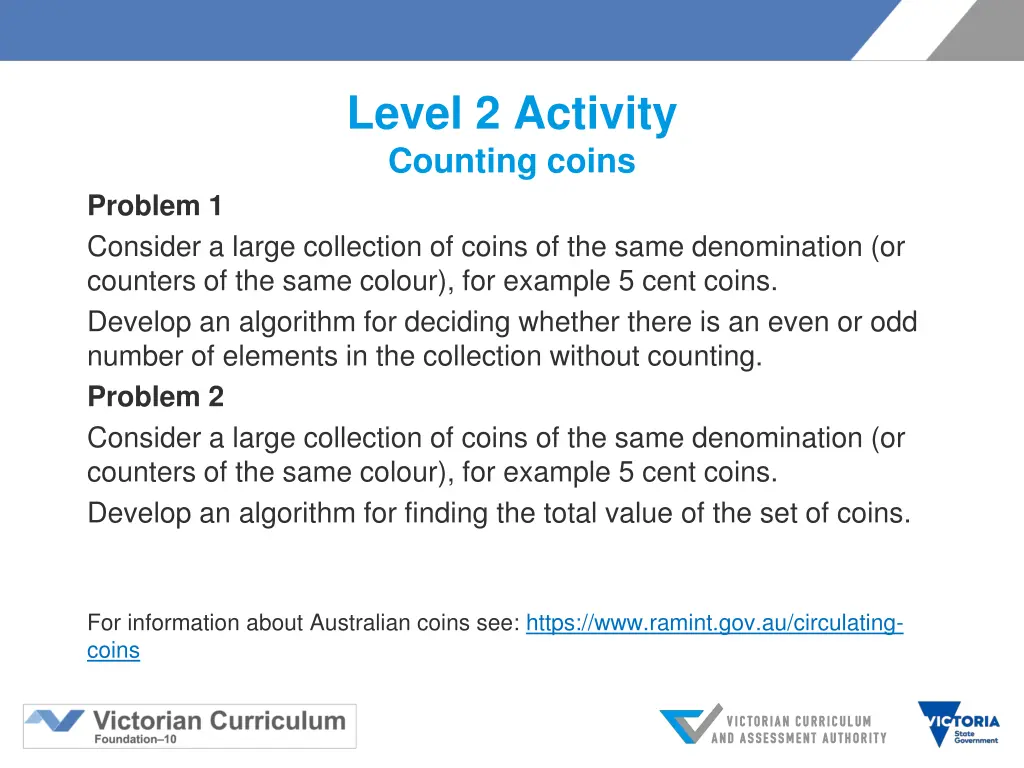 level 2 activity counting coins