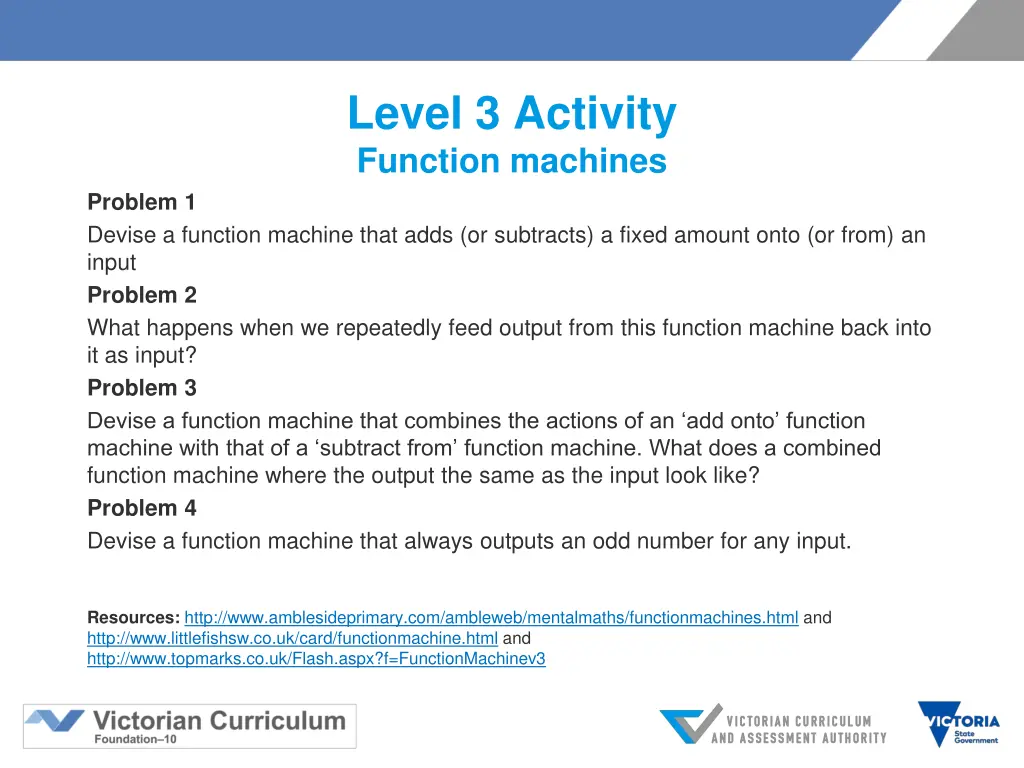 level 3 activity function machines