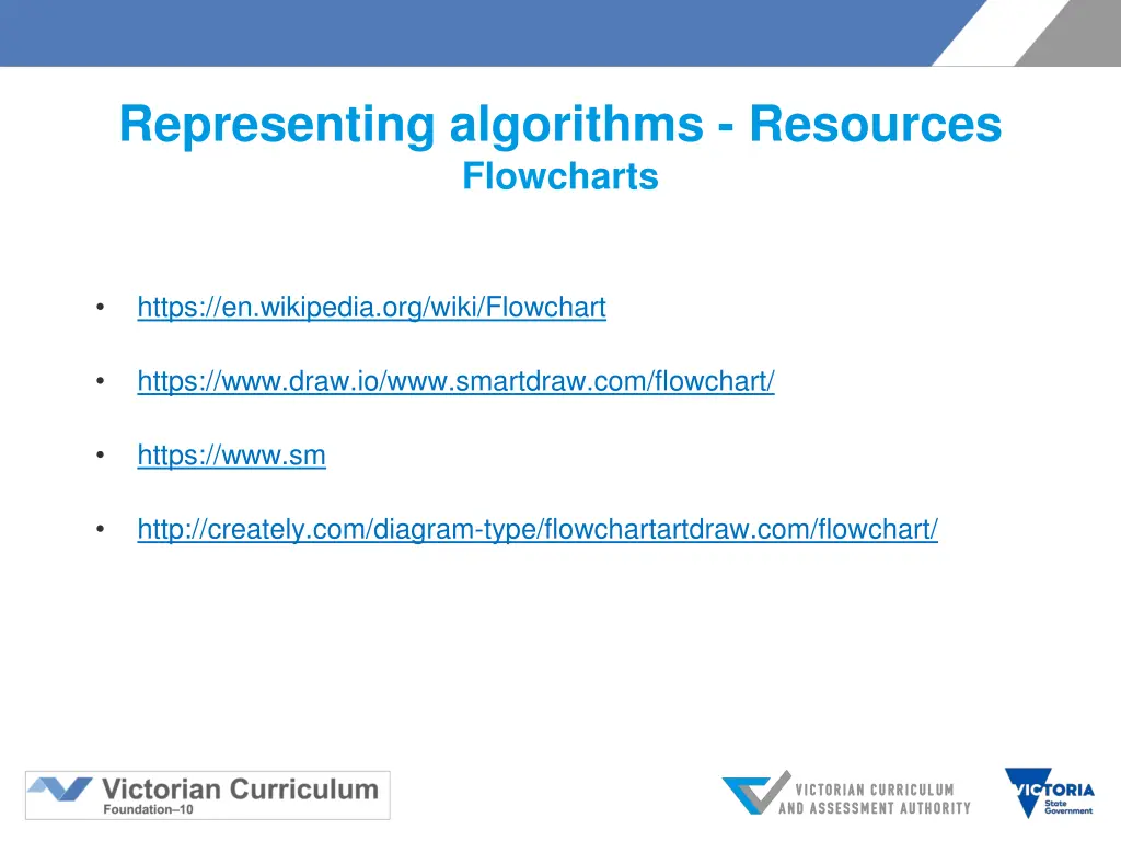 representing algorithms resources flowcharts