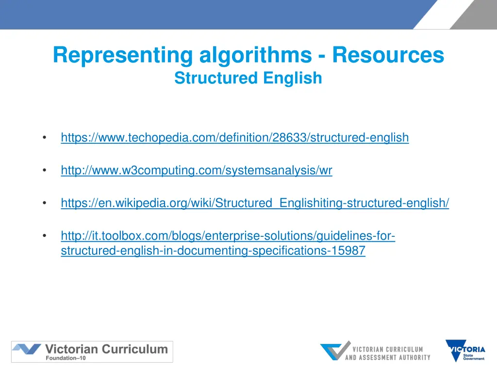 representing algorithms resources structured