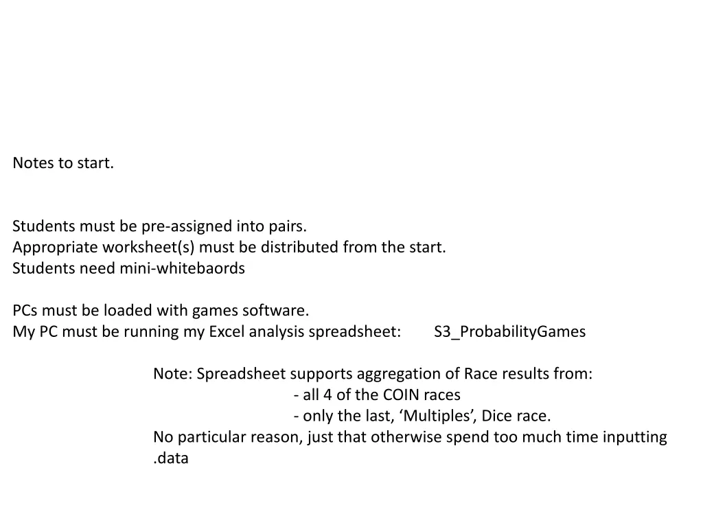 notes to start