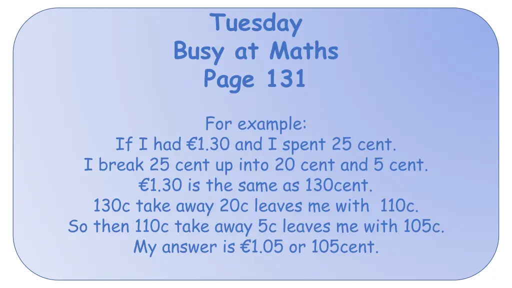 tuesday busy at maths page 131 1