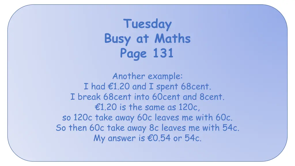 tuesday busy at maths page 131 2