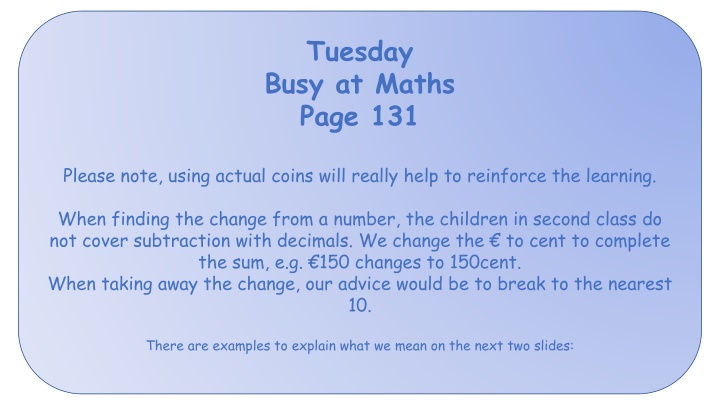 tuesday busy at maths page 131