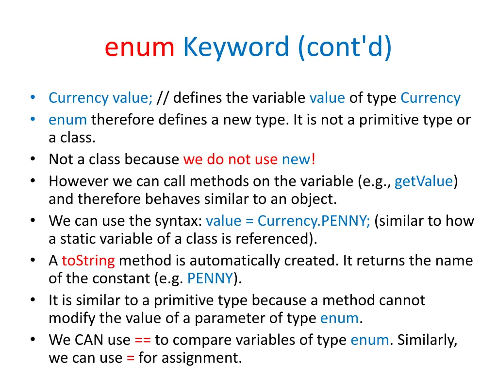 enum keyword cont d
