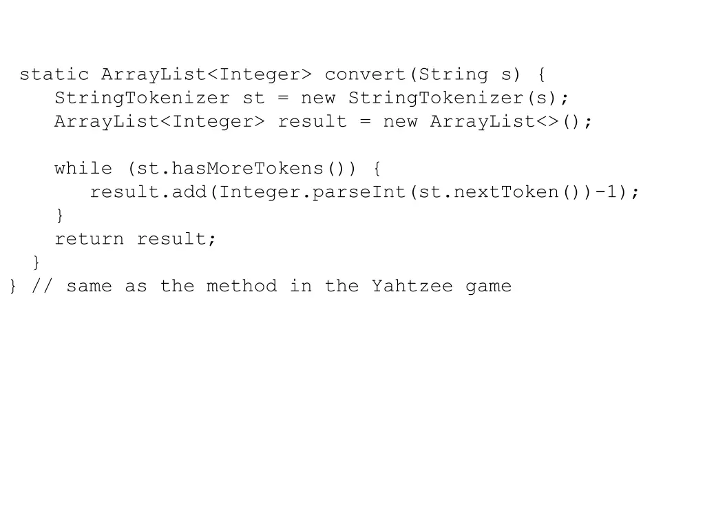static arraylist integer convert string