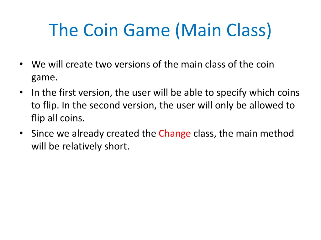 the coin game main class