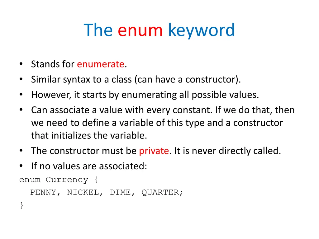 the enum keyword