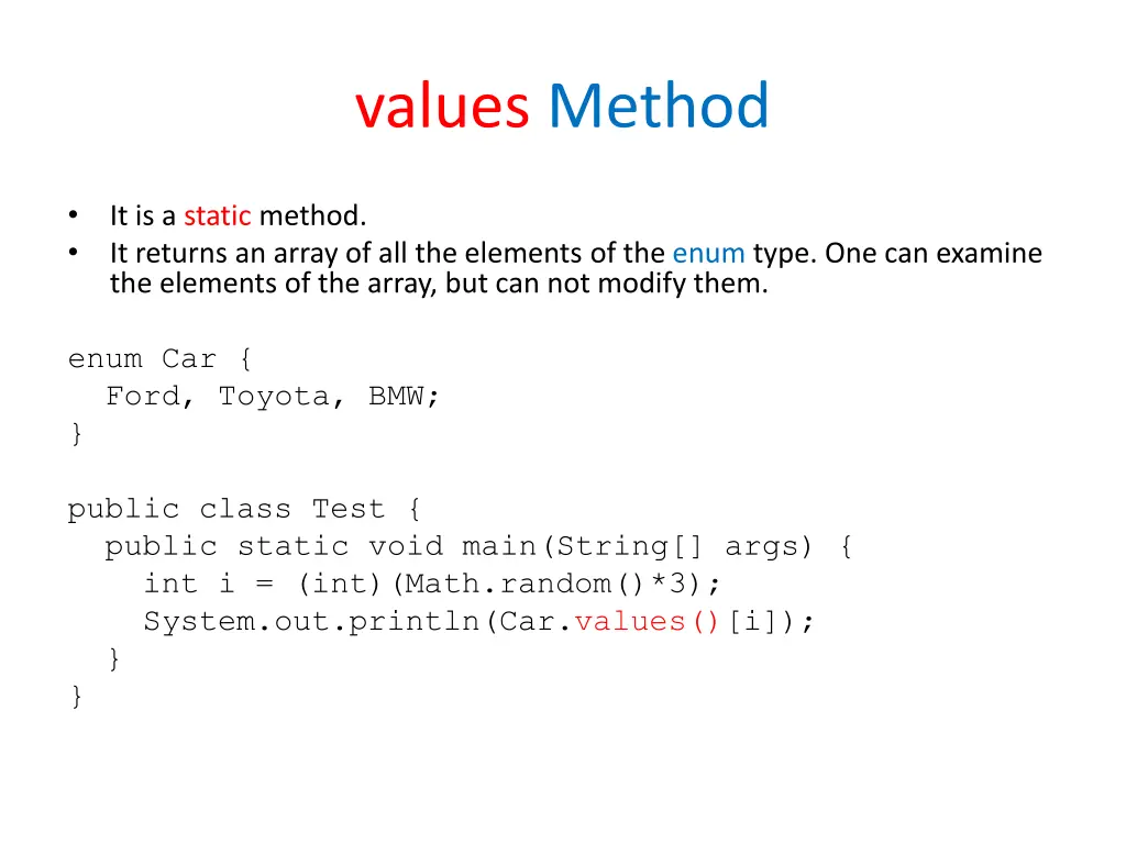 values method