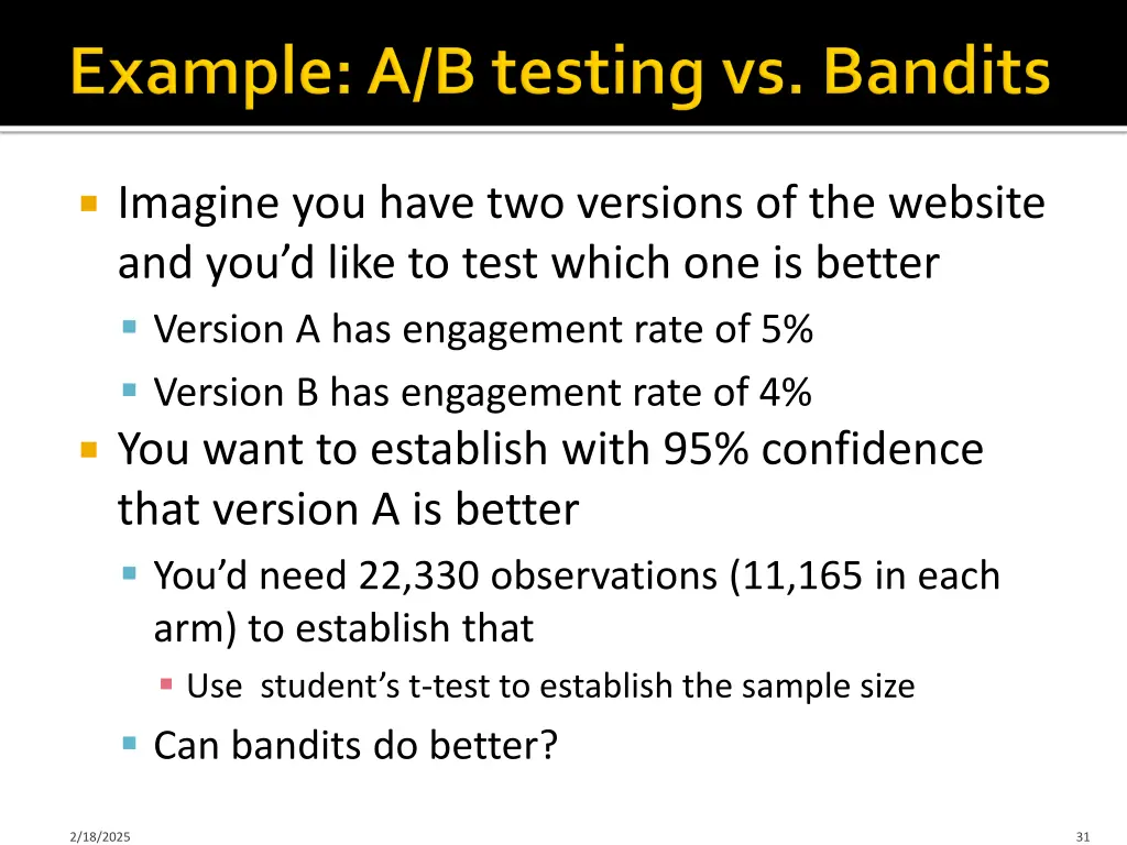 imagine you have two versions of the website
