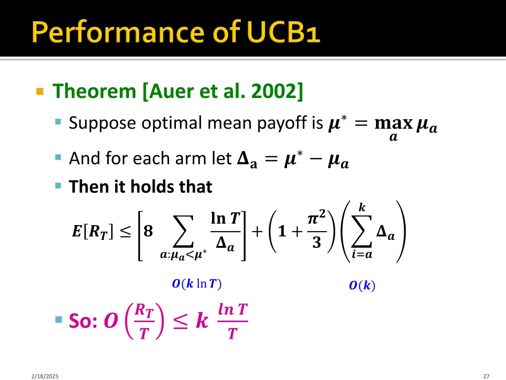 theorem auer et al 2002 suppose optimal mean