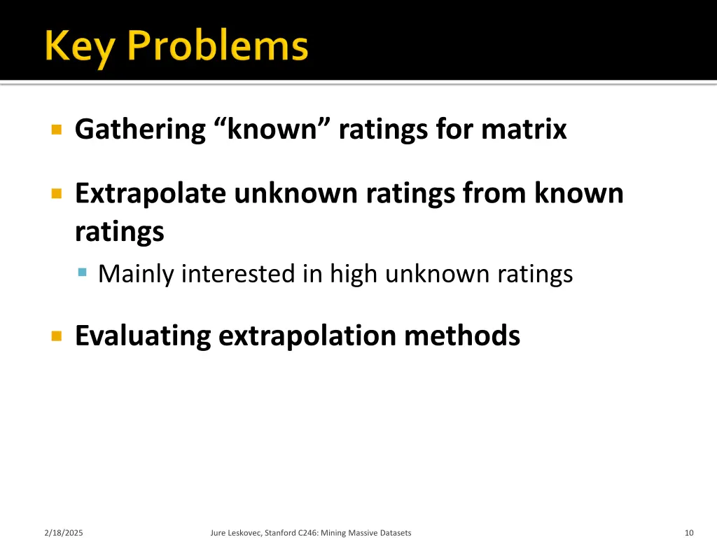 gathering known ratings for matrix