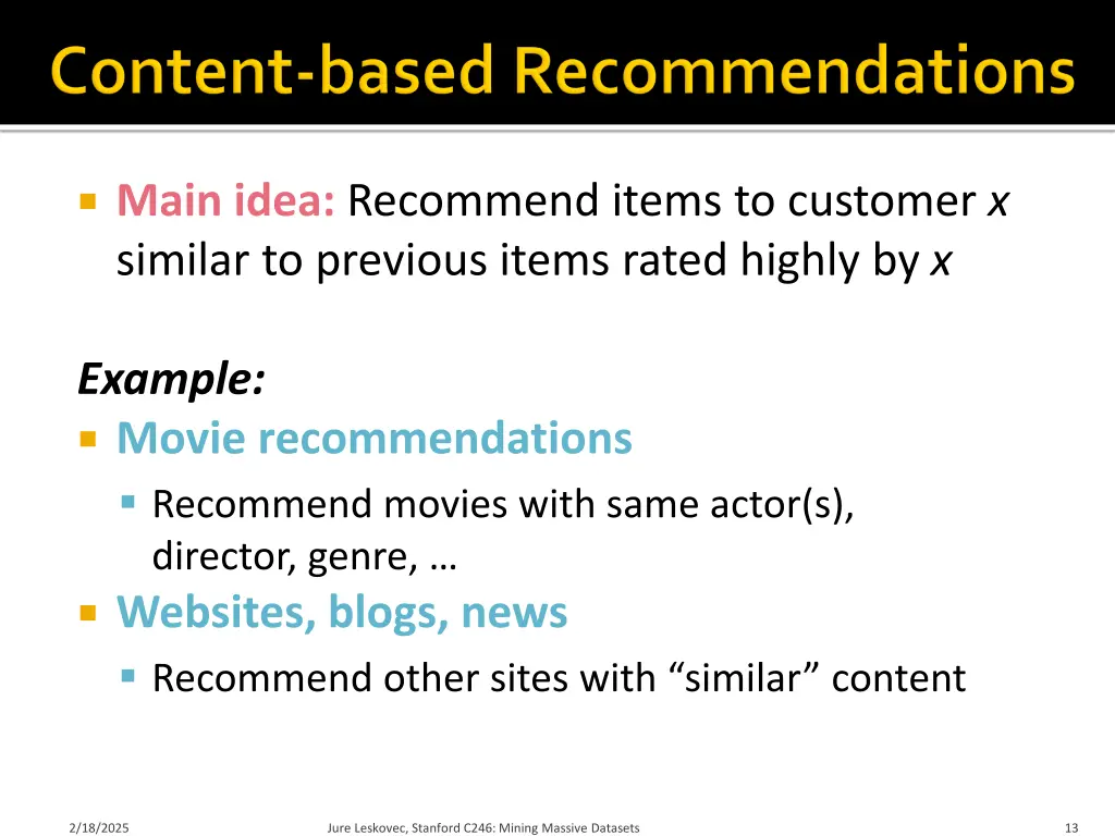 main idea recommend items to customer x similar