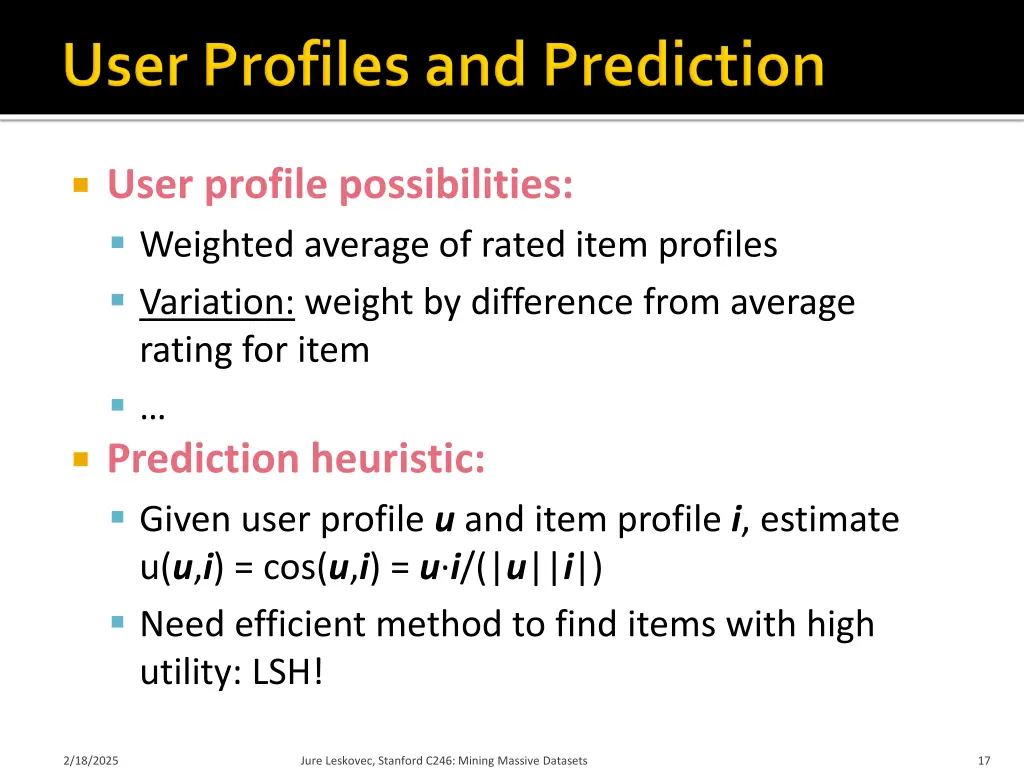 user profile possibilities weighted average