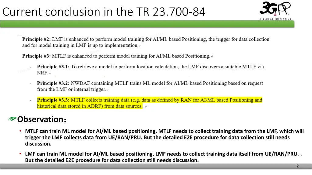 current conclusion in the tr 23 700 84