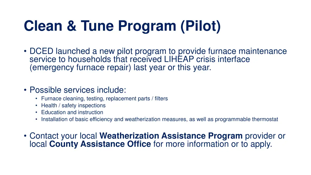 clean tune program pilot