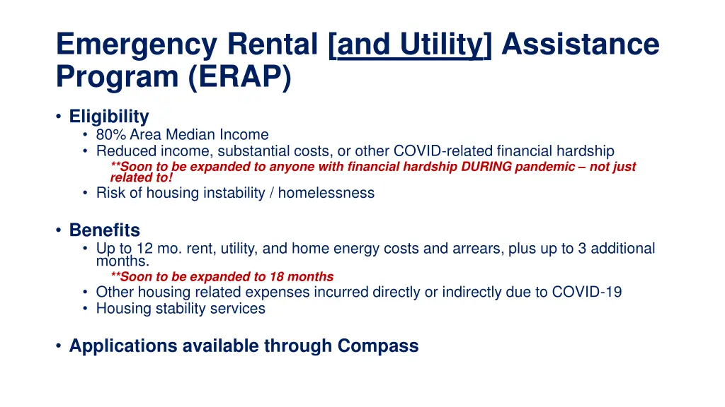 emergency rental and utility assistance program