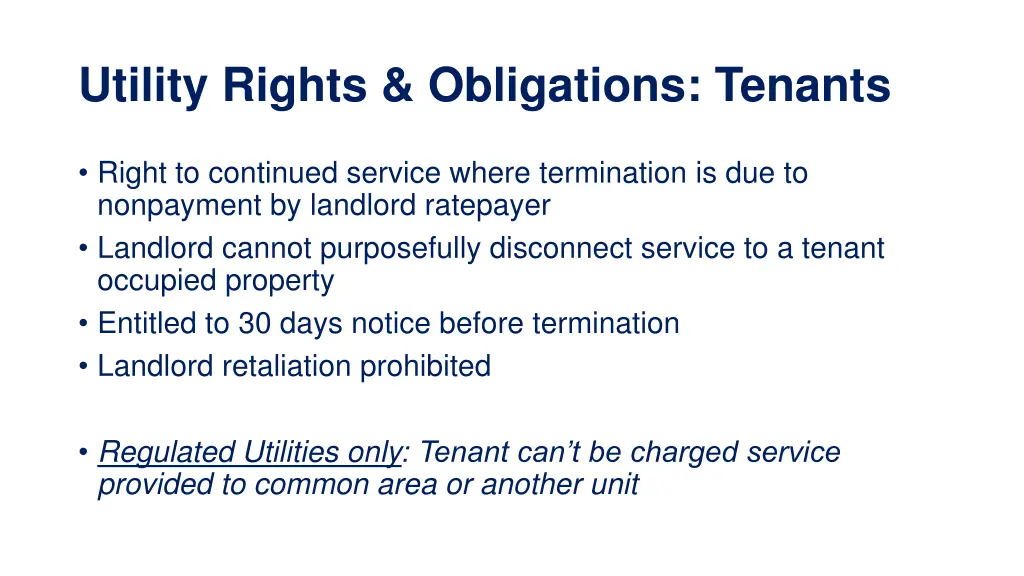 utility rights obligations tenants