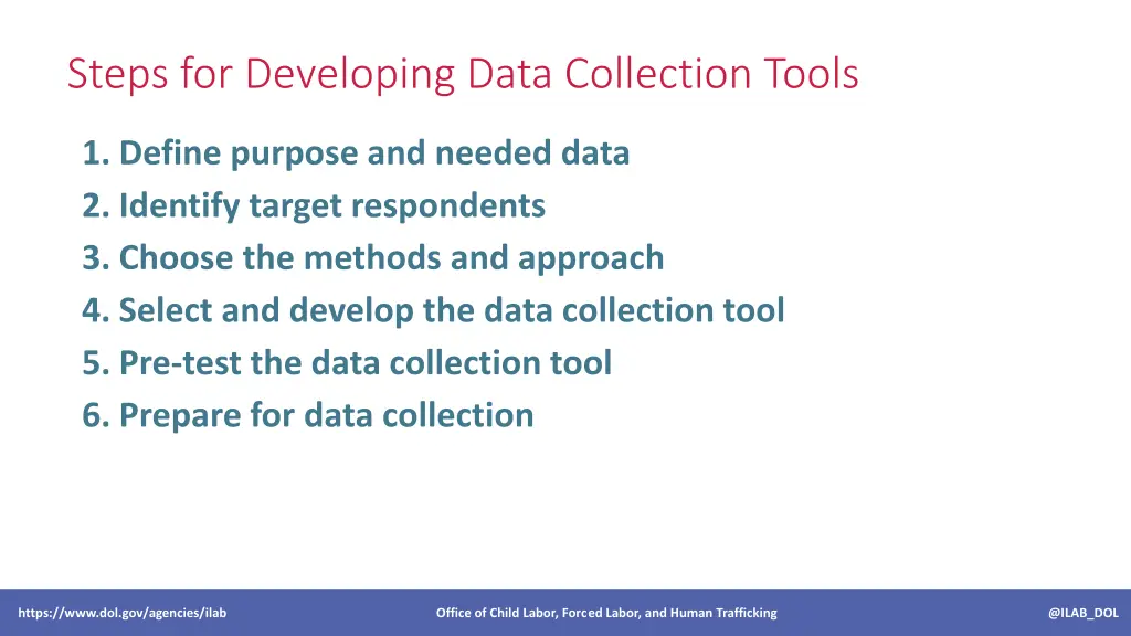 steps for developing data collection tools