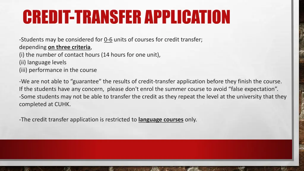 credit transfer application