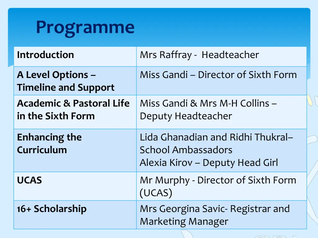 programme