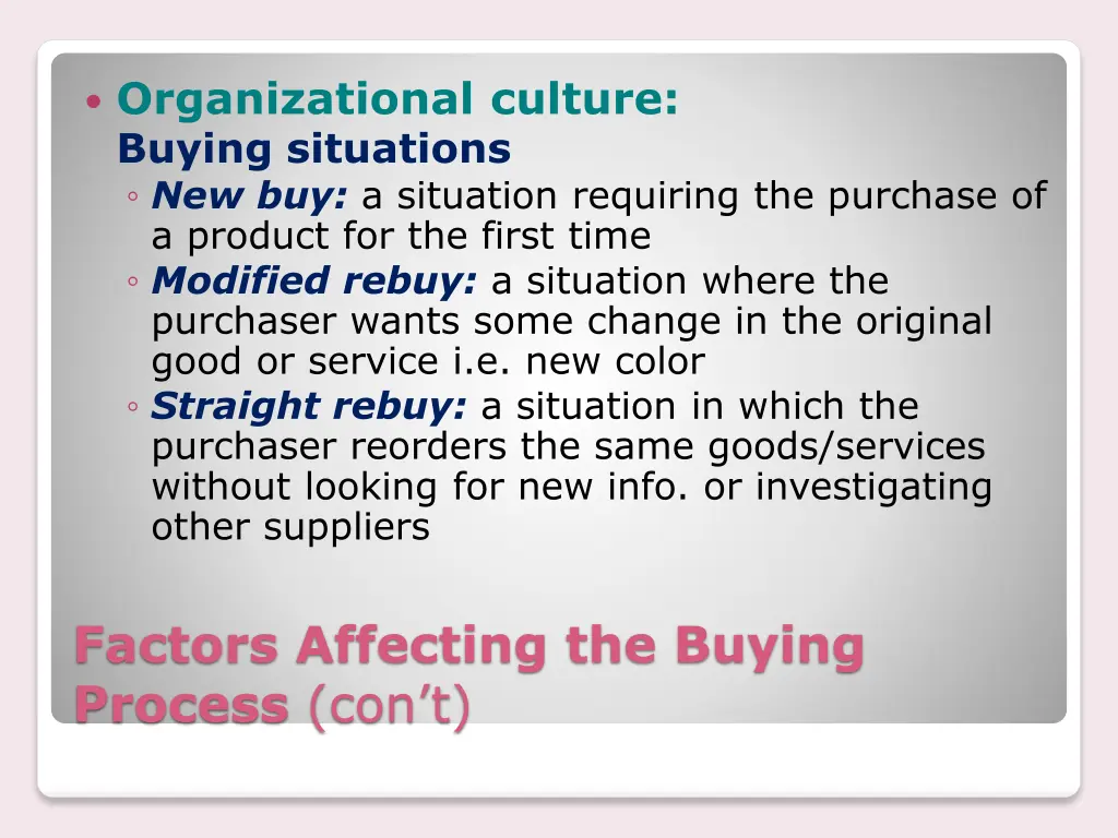 organizational culture buying situations