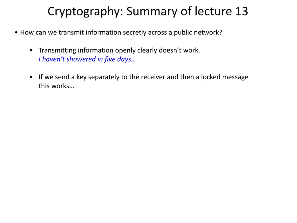 cryptography summary of lecture 13 3
