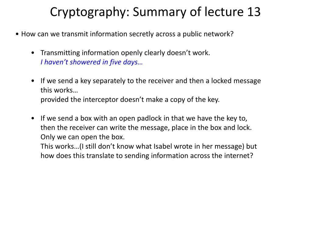cryptography summary of lecture 13 6