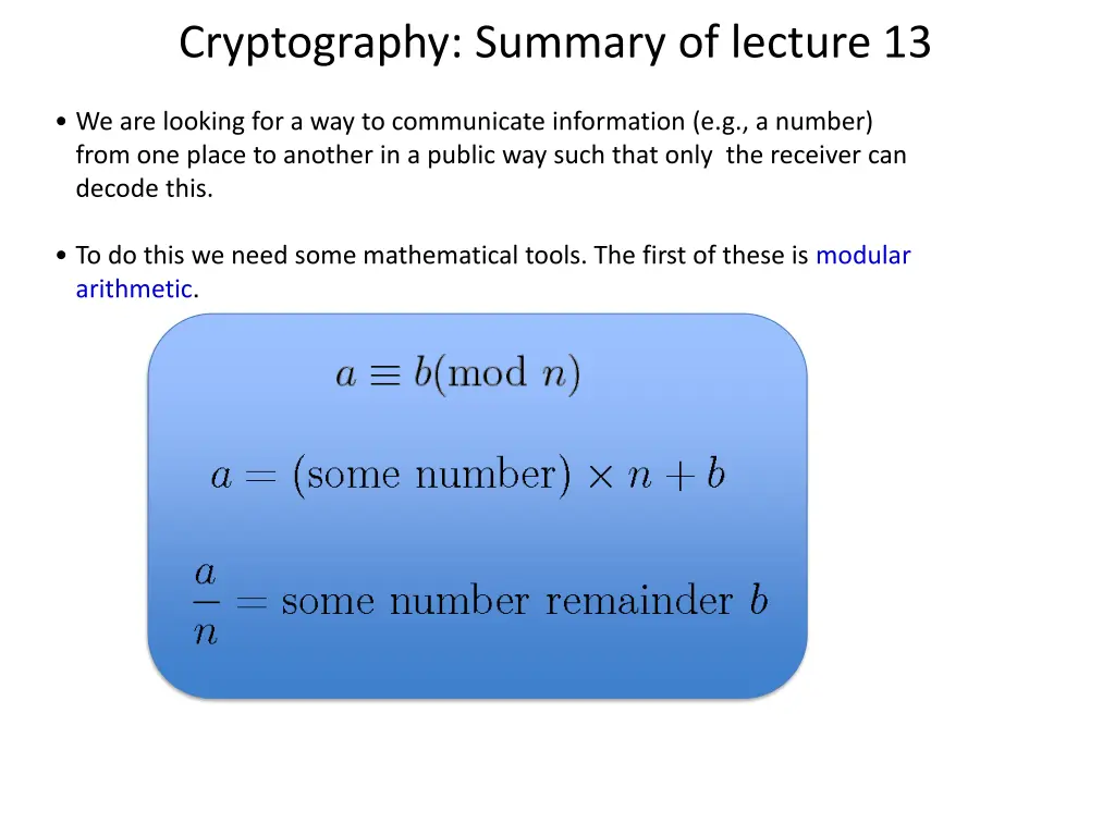 cryptography summary of lecture 13 7