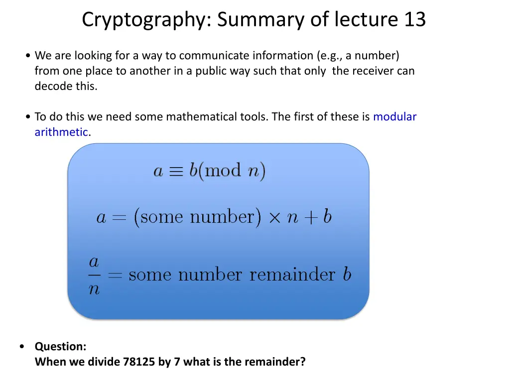 cryptography summary of lecture 13 8