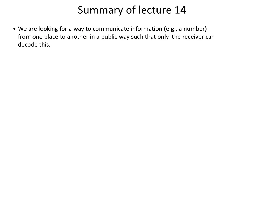 summary of lecture 14