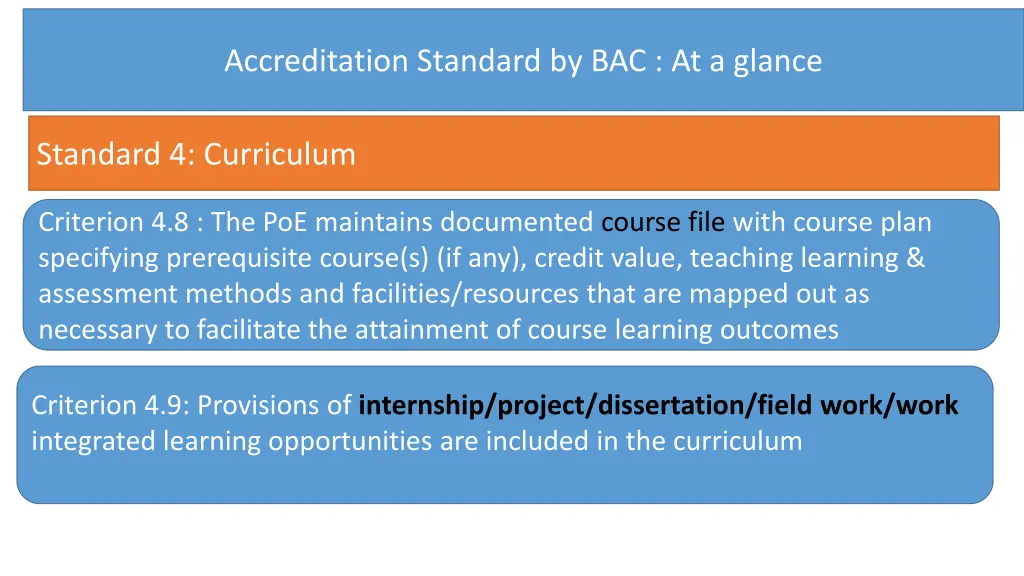 accreditation standard by bac at a glance 2