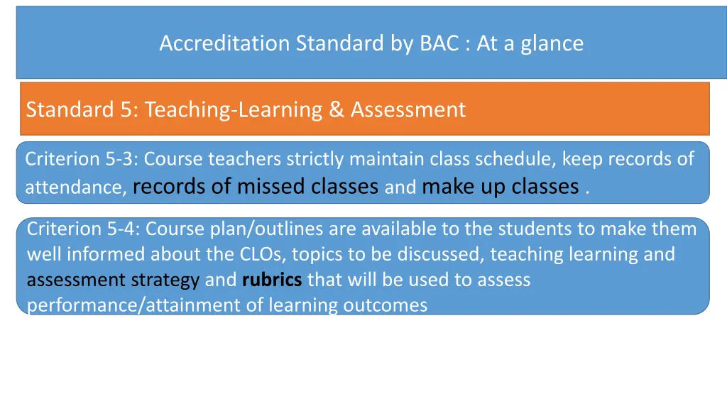 accreditation standard by bac at a glance 3