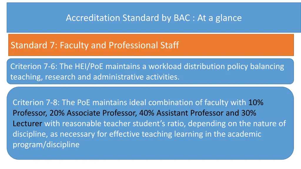 accreditation standard by bac at a glance 6