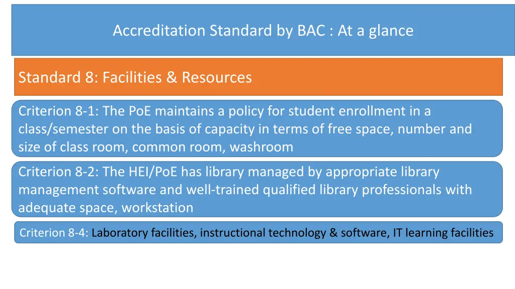 accreditation standard by bac at a glance 7