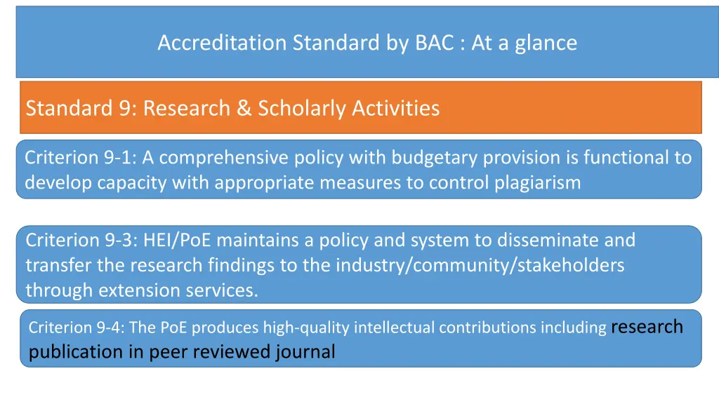 accreditation standard by bac at a glance 8