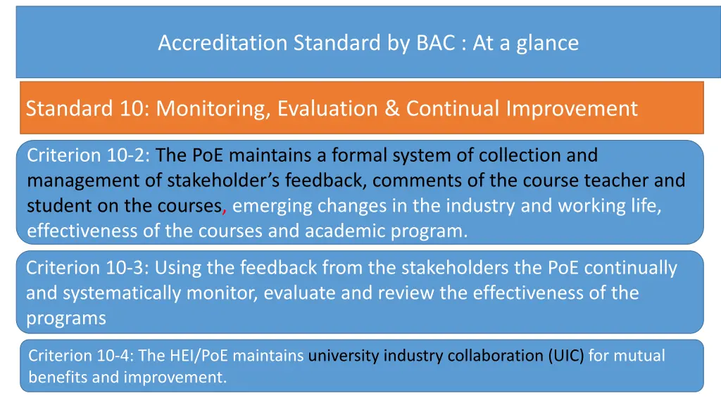 accreditation standard by bac at a glance 9