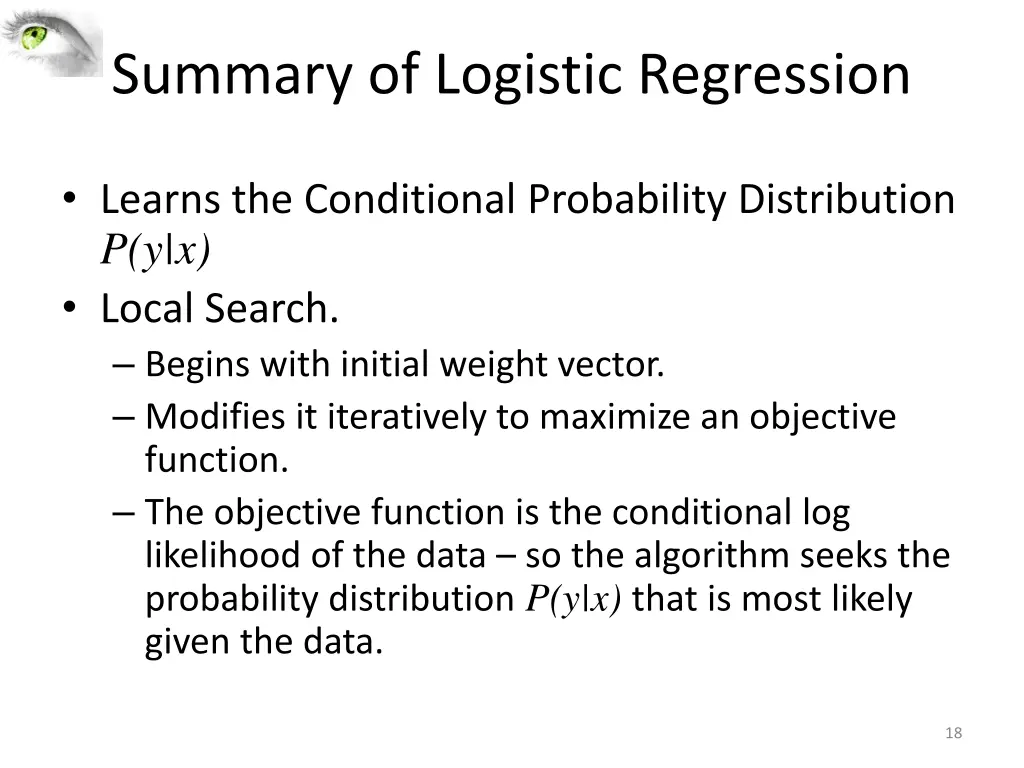 summary of logistic regression