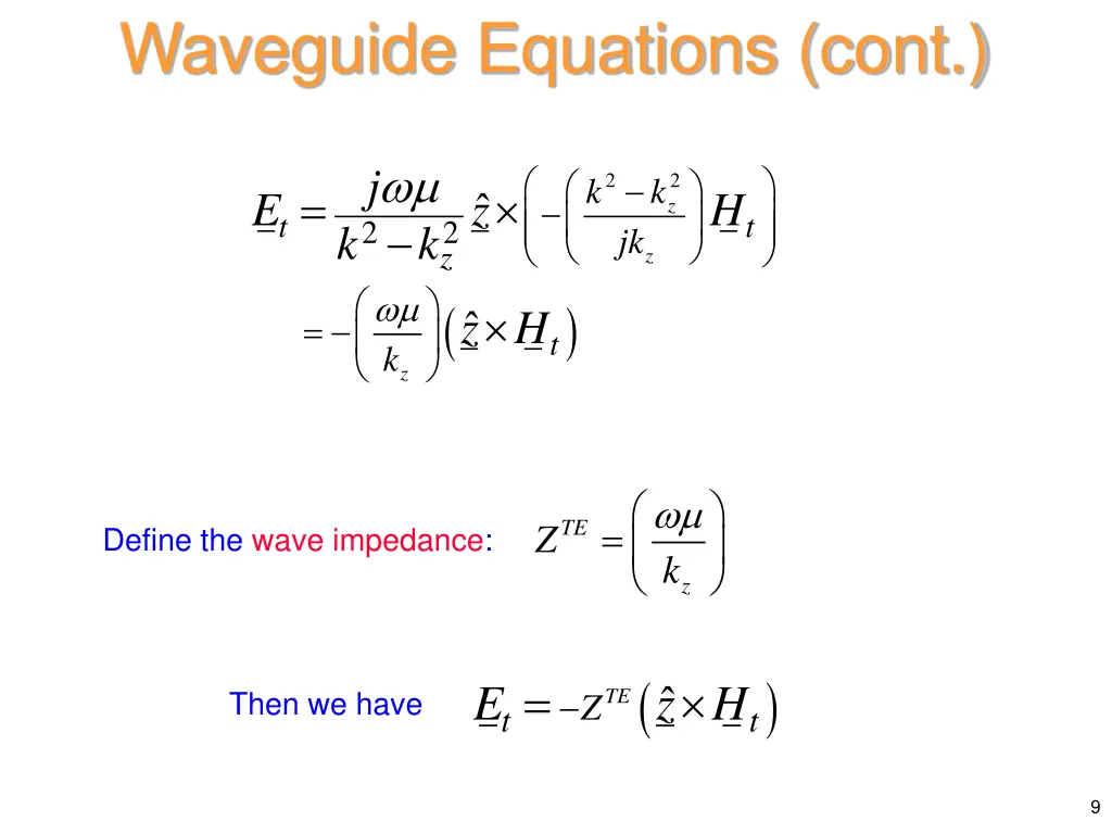 waveguide equations cont 1