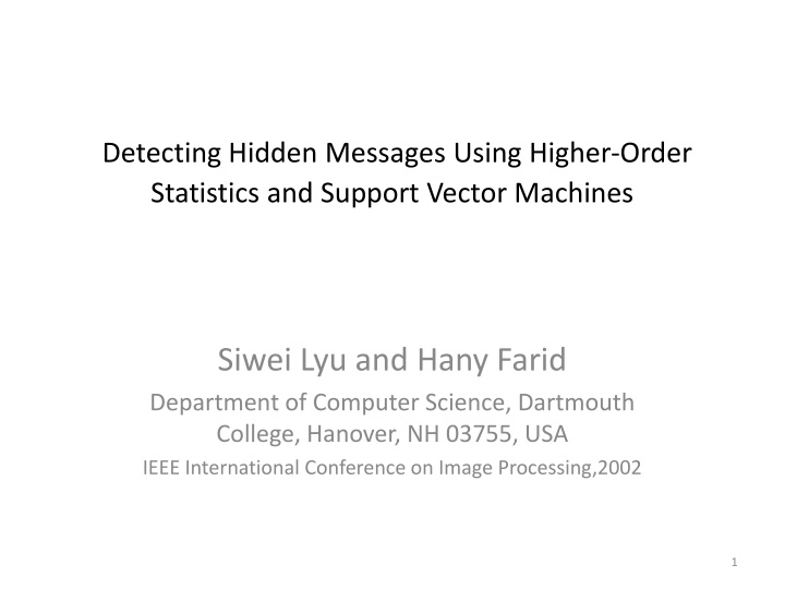 detecting hidden messages using higher order