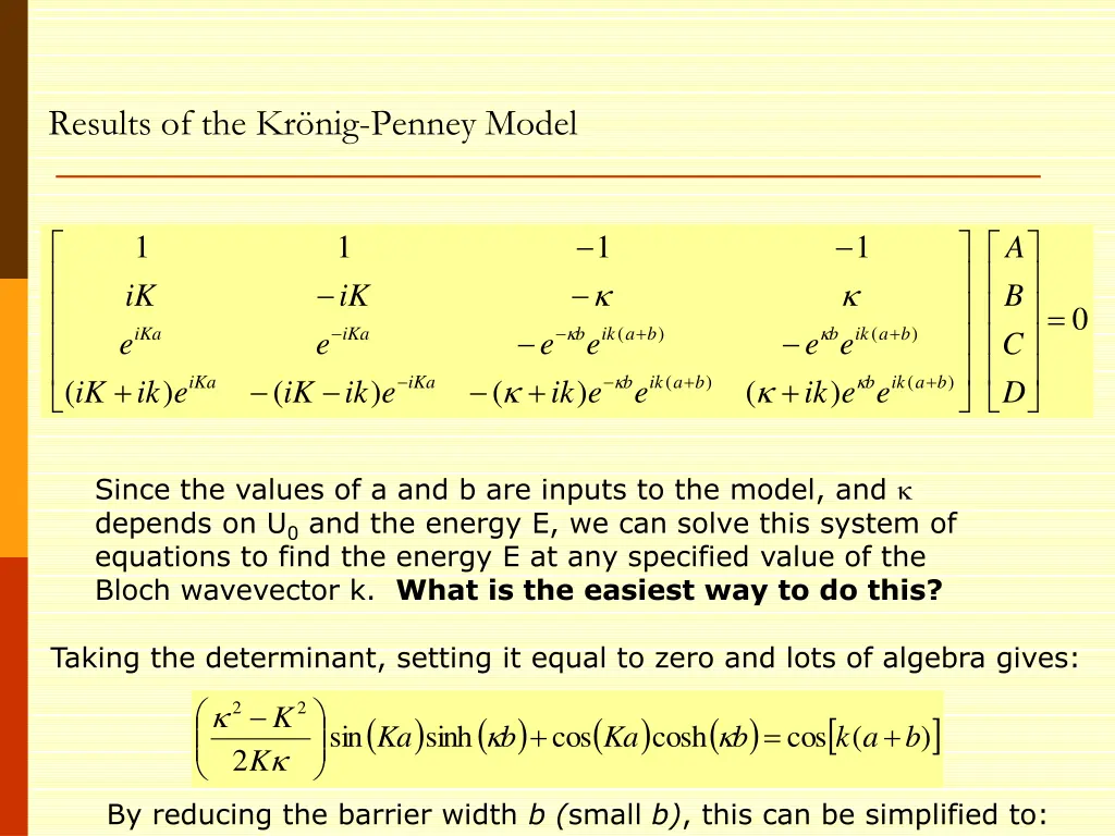 results of the kr nig penney model 1