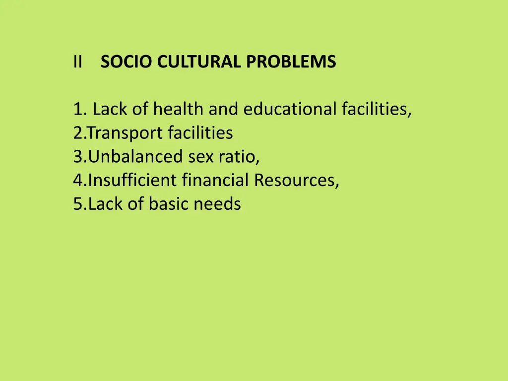 ii socio cultural problems