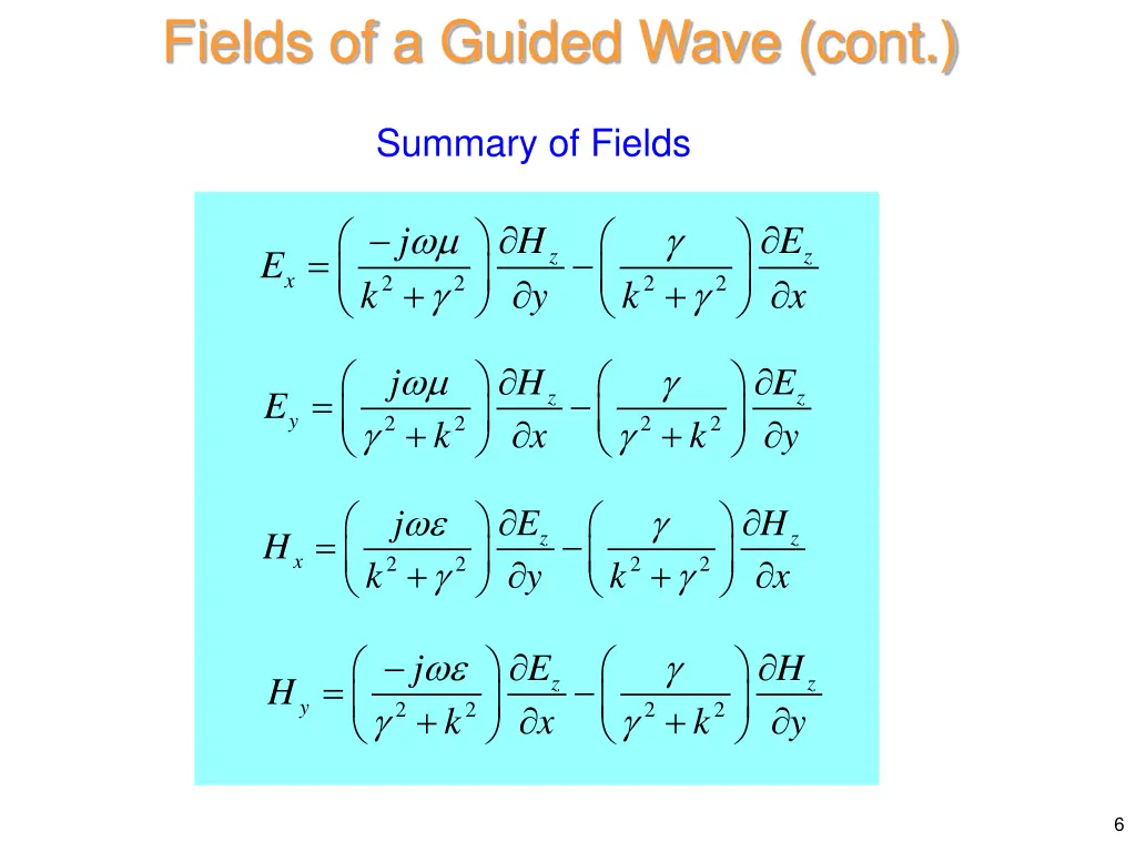 fields of a guided wave cont 3